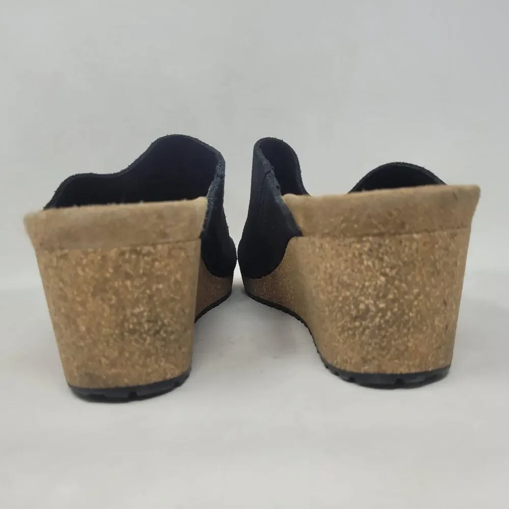 Papillio Birkenstock Sandals EU40 US9.5 Black Suede Namica Wedge Comfort Slip On